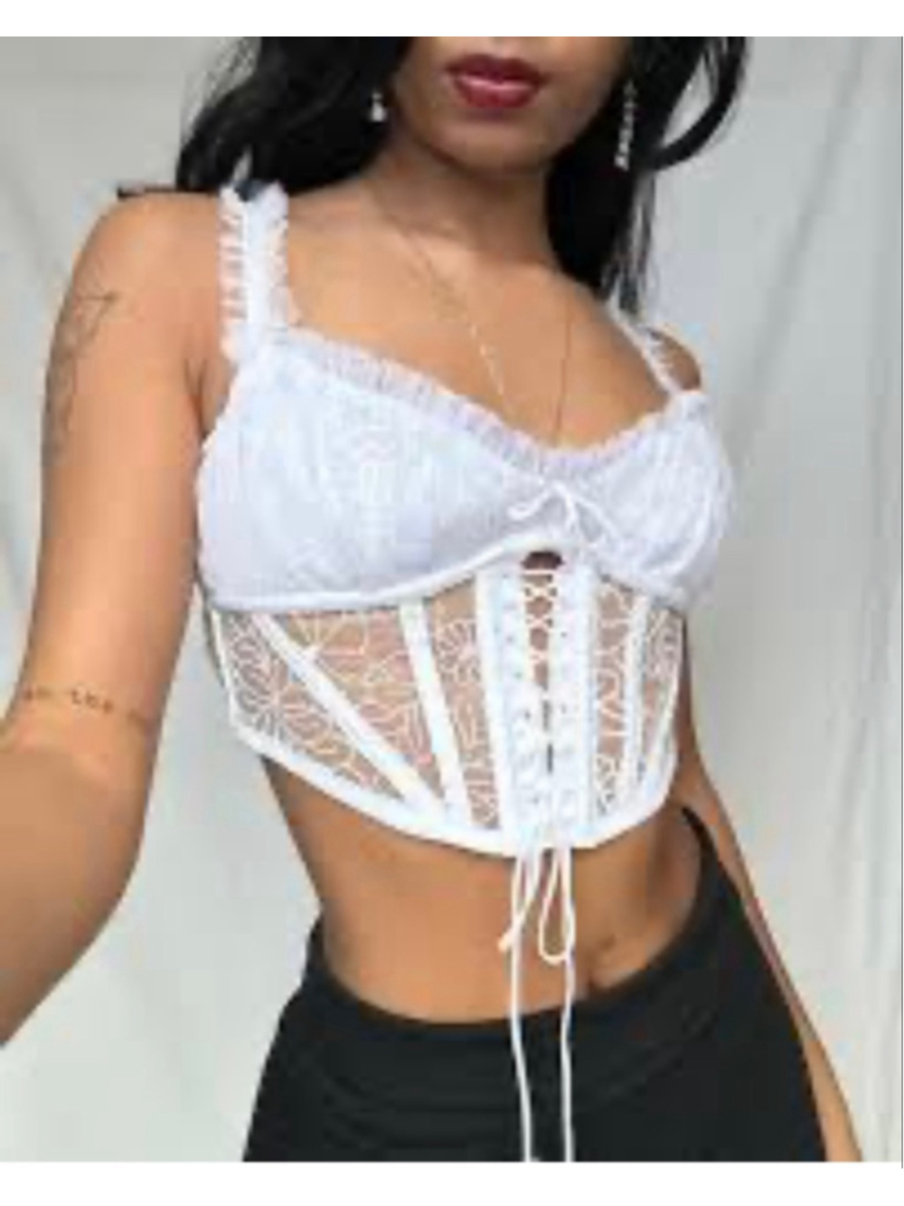 Women's For Love & Lemons White Lace Corset Bra S